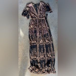 Black and Gold Lace Romper